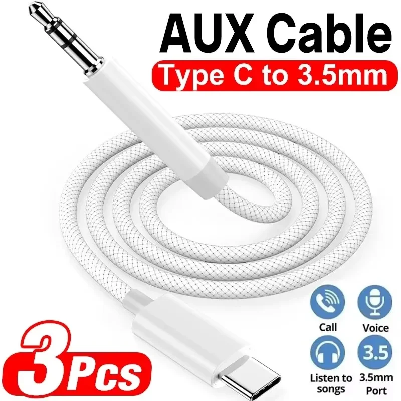 Car Jack - USB-C auf 3,5-mm-AUX-Audiokabel, Nylon-ummanteltes Typ-C-AUX-Kabel für