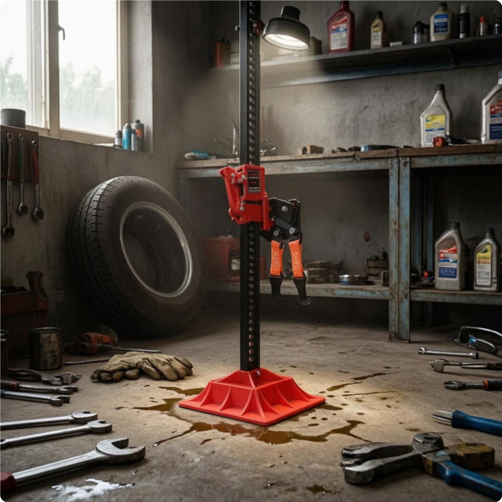 Car Lift - Wagenheber-Fußplatte für Bodenheber, Schwerlast-Hebeunterlage, Rote Rutschfeste