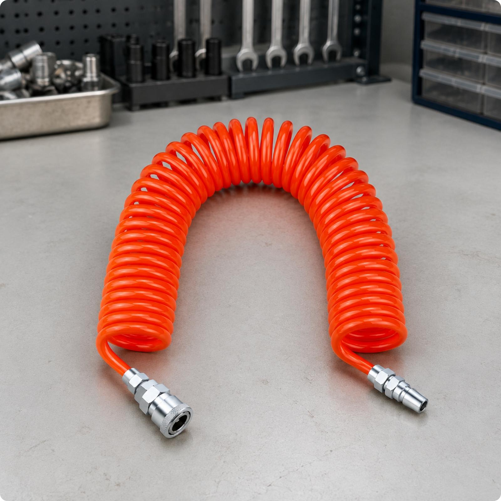 Spring Compressor Tool - Pneumatischer Kompressorschlauch, spiralförmig, PU-Luftleitung, Rückfederrohr für
