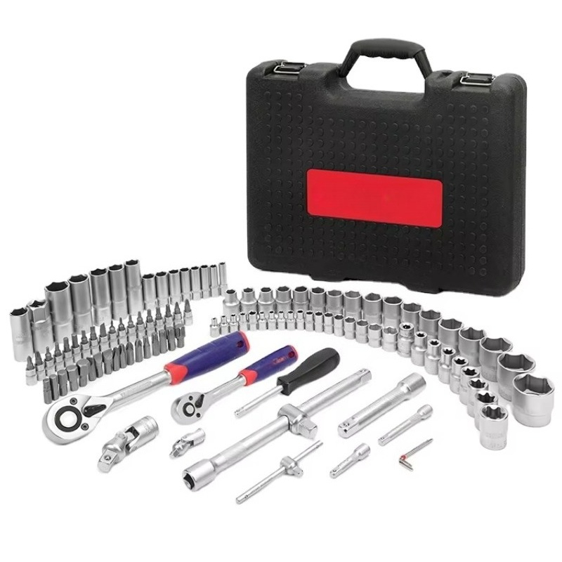 Socket Set - Professionelles 108-teiliges 1/2-Zoll- und 1/4-Zoll-Handwerkzeug-Steckschlüssel-Set, flexibel
