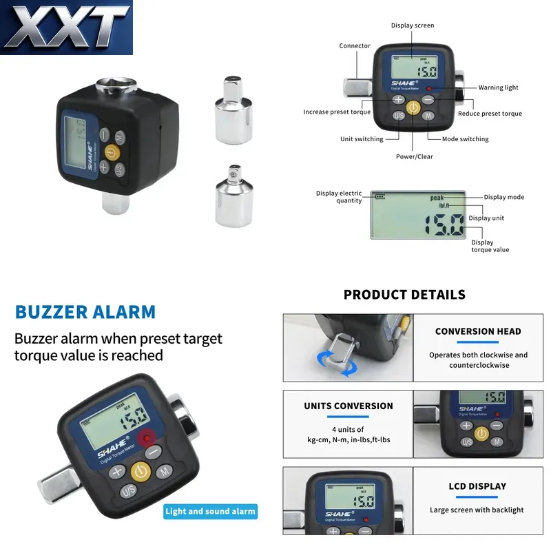 Torque Wrench - XXT Shahe Digitaler Drehmomentschlüssel-Adapter Elektronisches Drehmomentwerkzeug